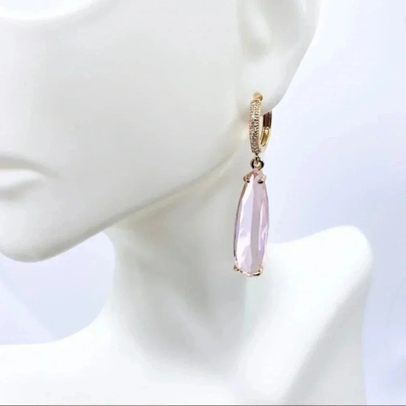 LONG tear Drop Earrings 18K Gold Plated - Picture 3 of 3